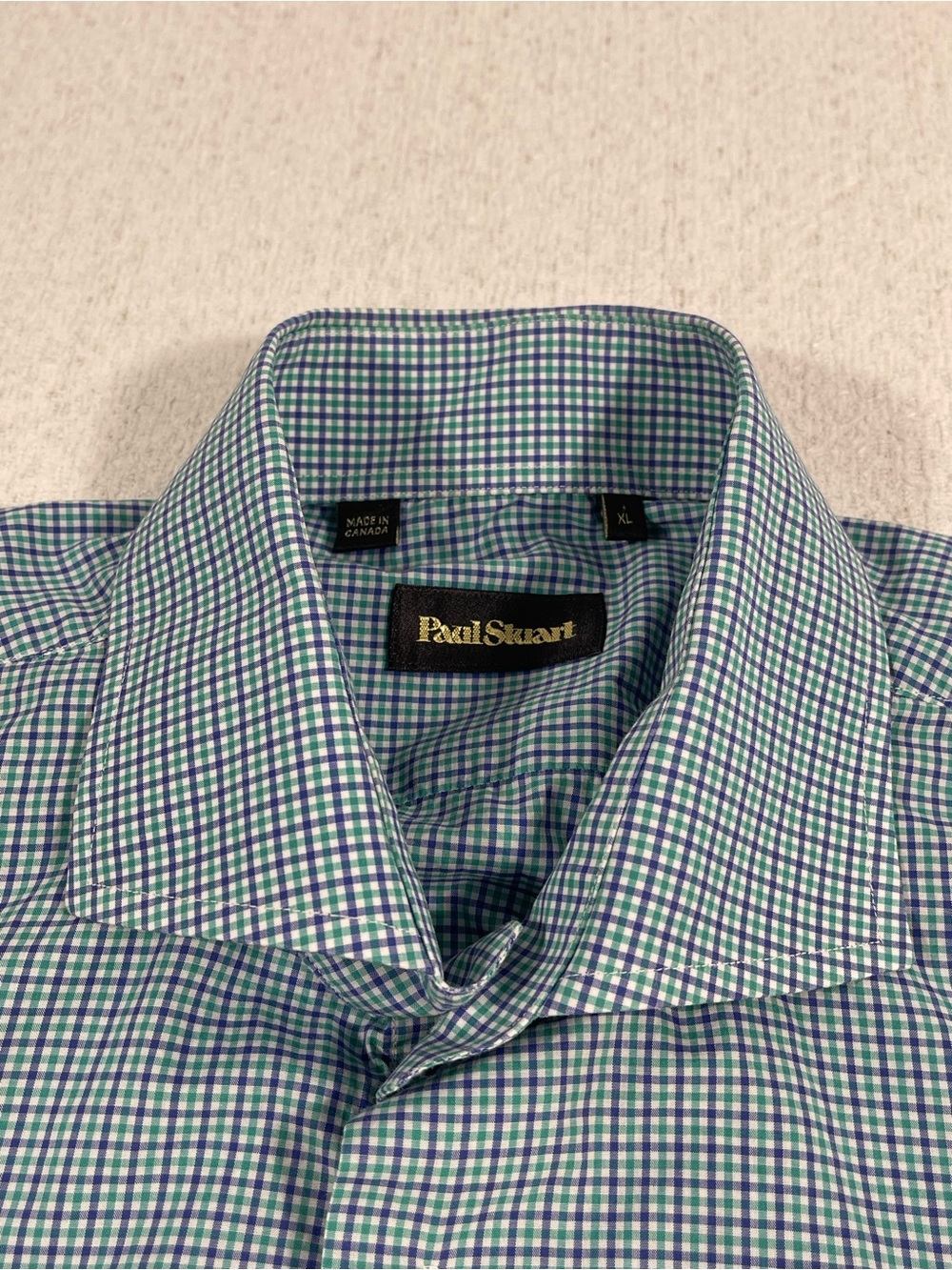 Paul Stuart Men's XL Micro Check Button up Dress Shirt 100% Cotton. SKU#0612